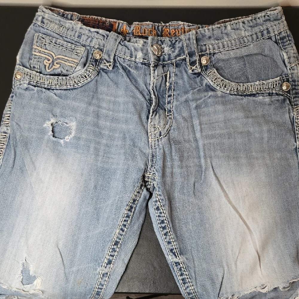 Rock Revival Boot Cut Ripped Jeans in Light Blue - Picture 4 of 16